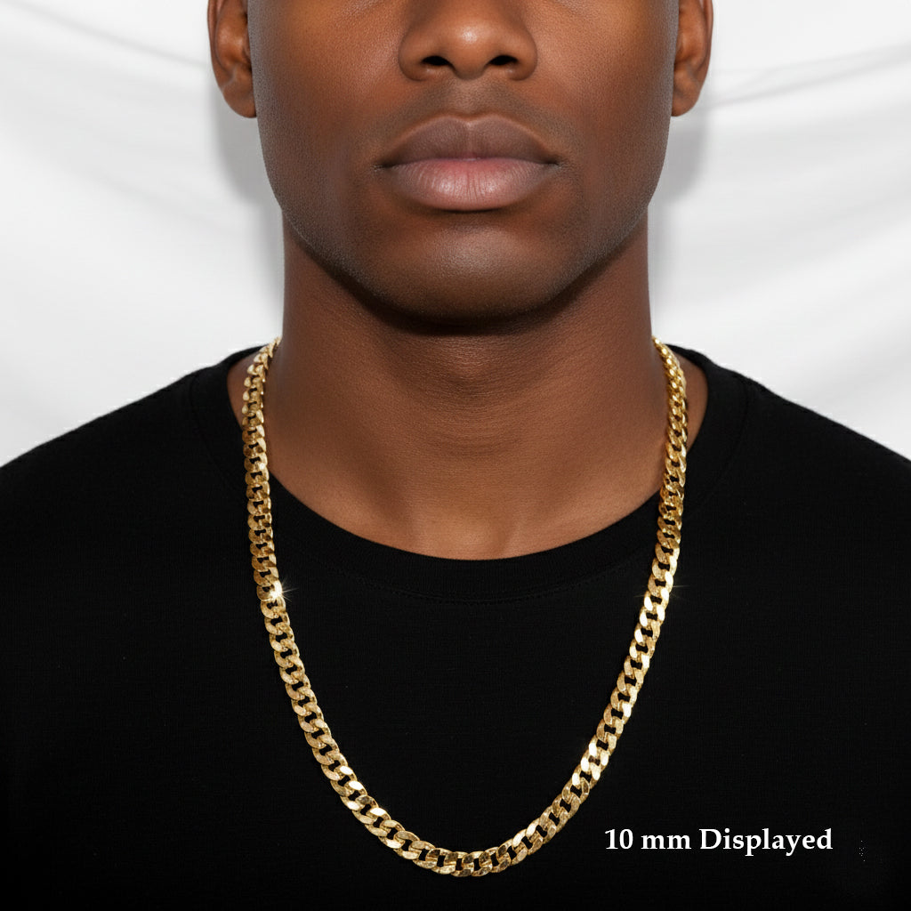 Men's Solid Concave Chain Necklace 5mm-10mm 30" IN.