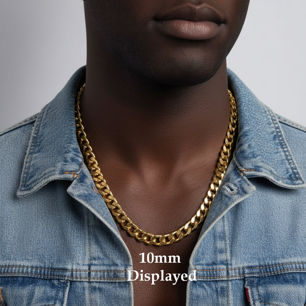 Men's Solid Concave Chain Necklace 5mm-10mm 24" IN.