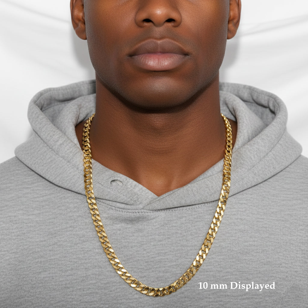 Men's Solid Concave Chain Necklace 5mm-10mm 30" IN.