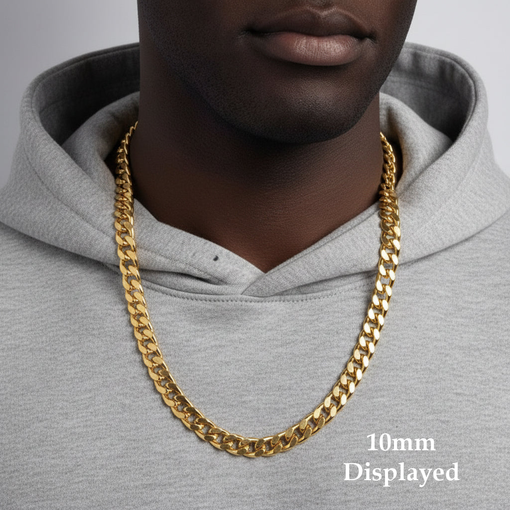 Men's Solid Concave Chain Necklace 5mm-10mm 24" IN.