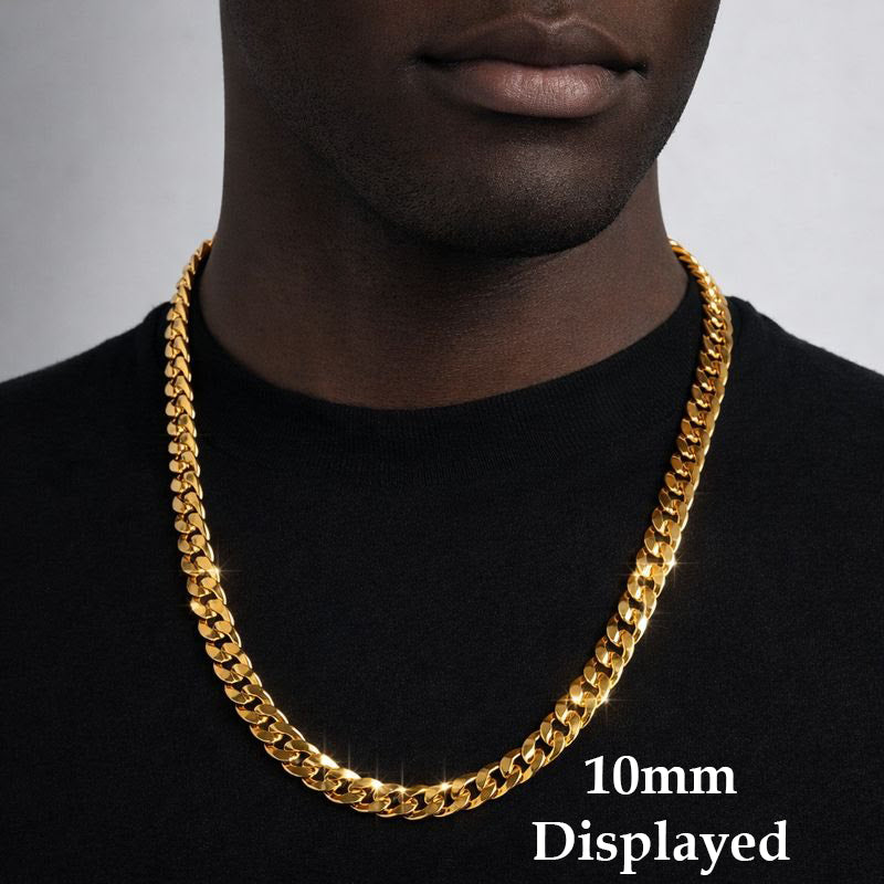 Men's Solid Concave Chain Necklace 5mm-10mm 24" IN.