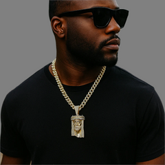 Thorn Crowned Jesus Pendant & Iced Cuban Chain – Hip Hop Bling Necklace 18"-24"