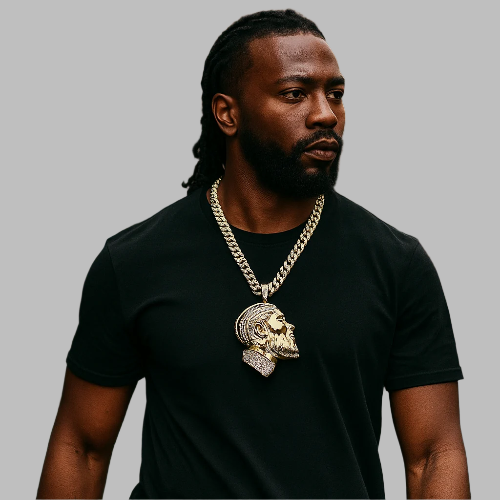 Nipsey Hussle 3D Face Pendant & Iced Cuban Chain – XXL Hip Hop Jewelry