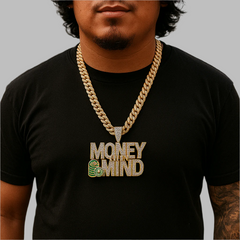 XXL Money On My Mind Pendant & Iced Cuban Chain – 16mm 18"-30" Gold Bling