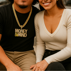 XXL Money On My Mind Pendant & Iced Cuban Chain – 16mm 18"-30" Gold Bling