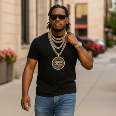 XXL Hustle 365 Medallion Pendant & Iced Cuban Chain – 16mm 18"-30" Gold Bling