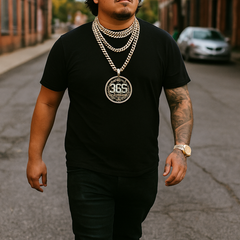 XXL Hustle 365 Medallion Pendant & Iced Cuban Chain – 16mm 18"-30" Gold Bling