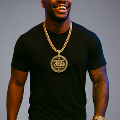 XXL Hustle 365 Medallion Pendant & Iced Cuban Chain – 16mm 18"-30" Gold Bling