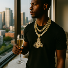 3PC XXL Money Bag Pendant & Iced Cuban Chain Set 18"/20" – Hip Hop Bling