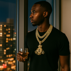 3PC XXL Money Bag Pendant & Iced Cuban Chain Set 18"/20" – Hip Hop Bling