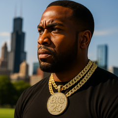 3PC XXL Big #23 Round Pendant & Iced Cuban Chain Set 18"/20" – Gold Hip Hop Bling