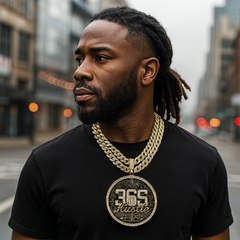 3PC XXL 365 Hustle Money Pendant & Iced Cuban Chain Set 18"/20" β Gold Bling