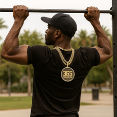 3PC XXL 365 Hustle Money Pendant & Iced Cuban Chain Set 18"/20" β Gold Bling