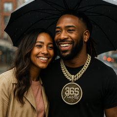 3PC XXL 365 Hustle Money Pendant & Iced Cuban Chain Set 18"/20" β Gold Bling