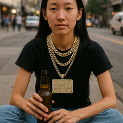 XXL Billion Dollar Pendant & Iced Cuban Chain – 16mm 18"-30" Gold Hip Hop Bling