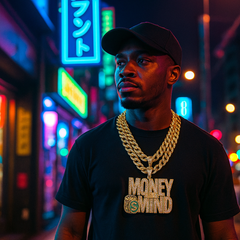 3pc Set – Huge "Money On My Mind" Pendant & 15mm Iced Cuban Chains 18"/20" Gold