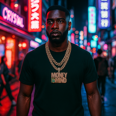 3pc Set – Huge "Money On My Mind" Pendant & 15mm Iced Cuban Chains 18"/20" Gold