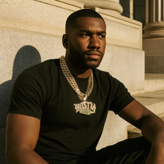 3pc Set – Huge "HUSTLA" Pendant & 15mm Iced Cuban Chains 18"/20" Gold