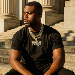 3pc Set – Huge "HUSTLA" Pendant & 15mm Iced Cuban Chains 18"/20" Gold