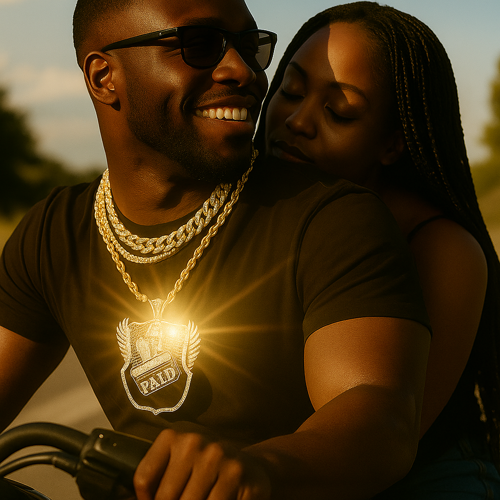 4PC Set – Paid Stamp Pendant with Gold CZ Cuban, Tennis & Rope Chains