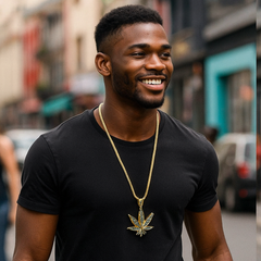 Gold Green Marijuana NECKLACE