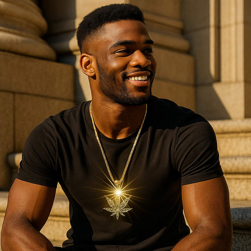 Gold Green Marijuana NECKLACE