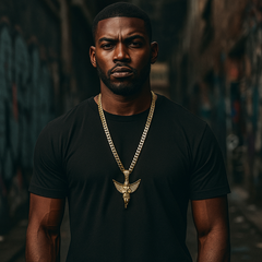 Gold Angel Necklace with Iced-Out CZ Stones & 30" 10mm Cuban Chain – 14K Gold-Plated Hip Hop Pendant