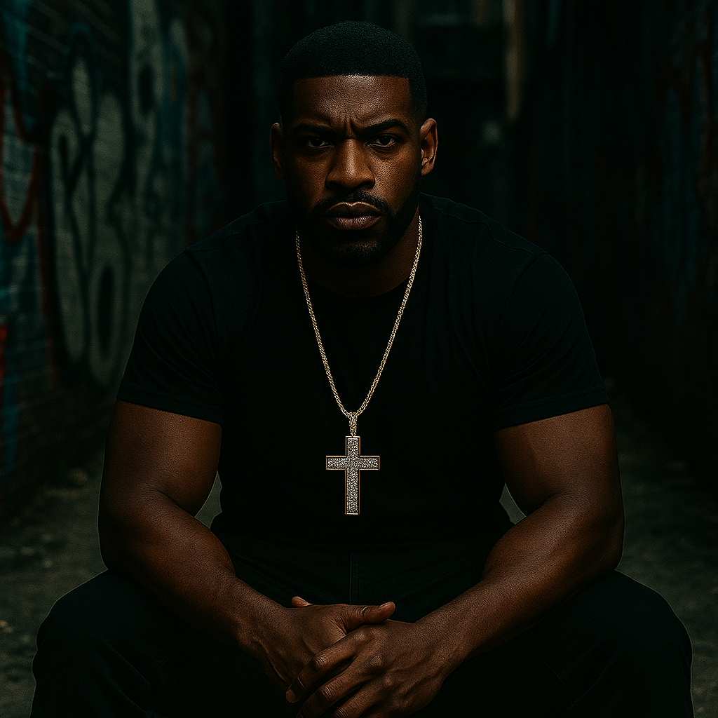 Gold Black Cross Necklace with Iced-Out CZ Stones & 30" Franco Chain – 14K Gold-Plated Hip Hop Pendant