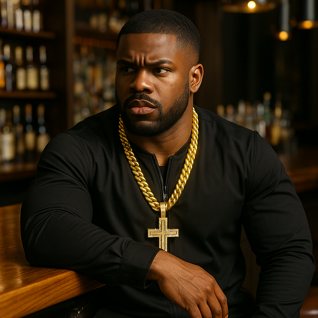 10mm Miami Cuban Link Chain with Gold mirror Cross Pendant – Iced Out Hip Hop Necklace