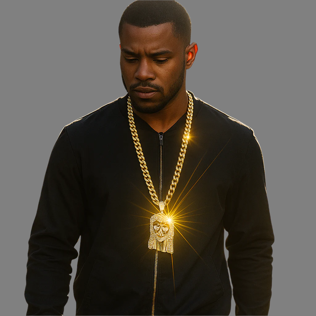 Gold Jesus 1 NECKLACE 10mm Miami Cuban Link Chain – Iced Gold Pendant | Luxury Hip Hop Jewelry