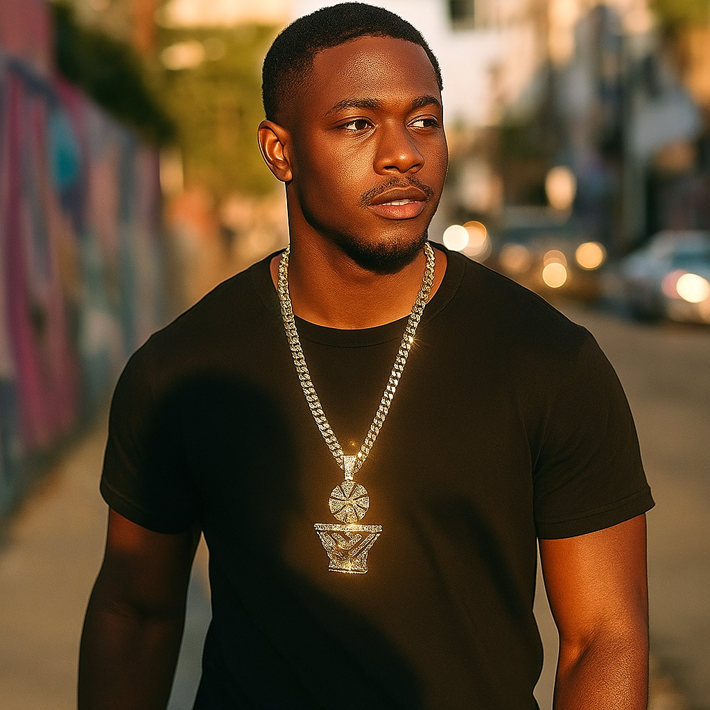 Gold Basketball Pendant Necklace – 10mm Miami Cuban Link Chain (30")