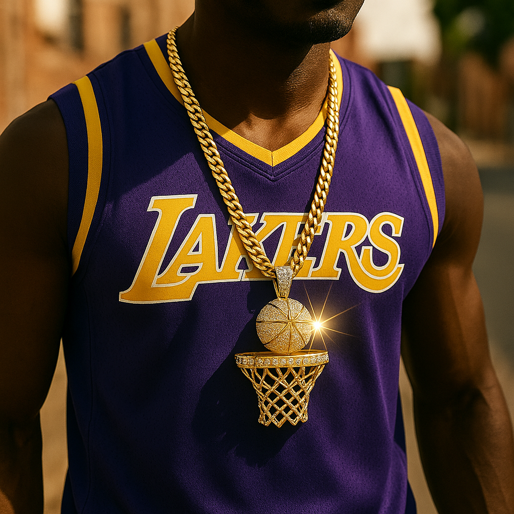 Gold Basketball Pendant Necklace – 10mm Miami Cuban Link Chain (30")