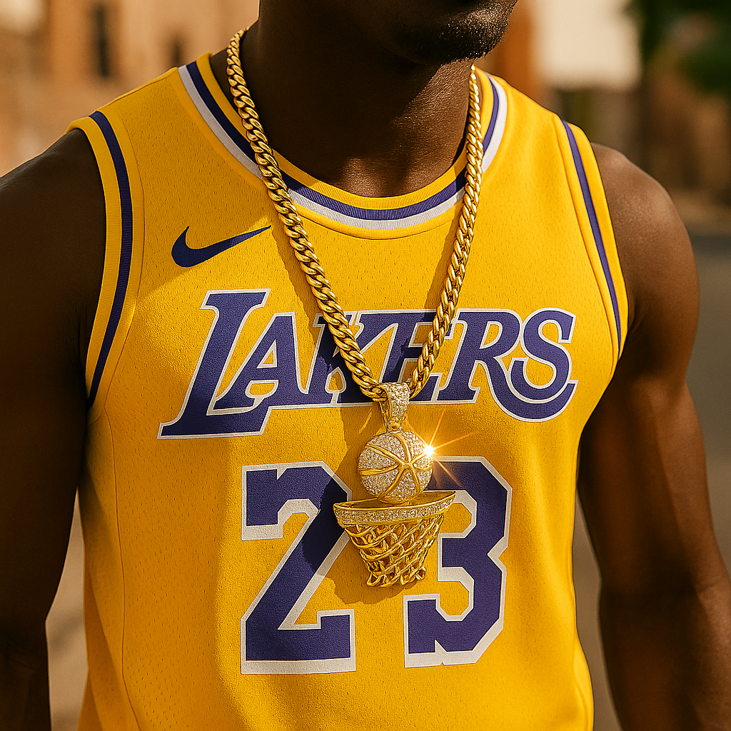 Gold Basketball Pendant Necklace – 10mm Miami Cuban Link Chain (30")