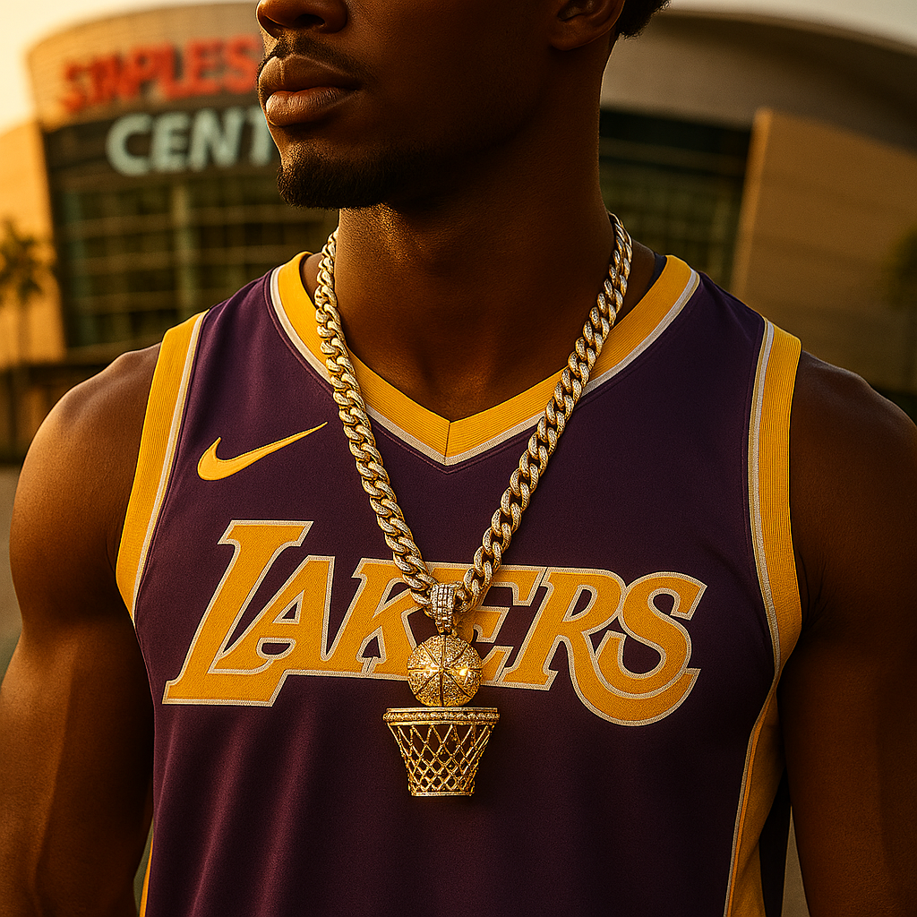Gold Basketball Pendant Necklace – 10mm Miami Cuban Link Chain (30")