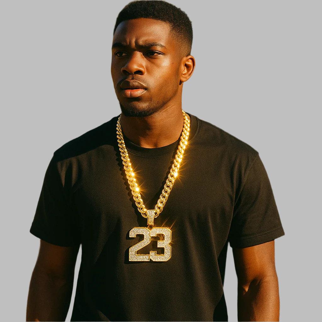 Gold 23 Pendant Necklace – 10mm Miami Cuban Link Chain (30")