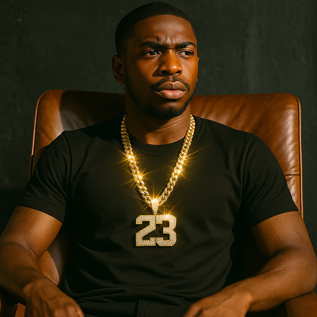 Gold 23 Pendant Necklace – 10mm Miami Cuban Link Chain (30")