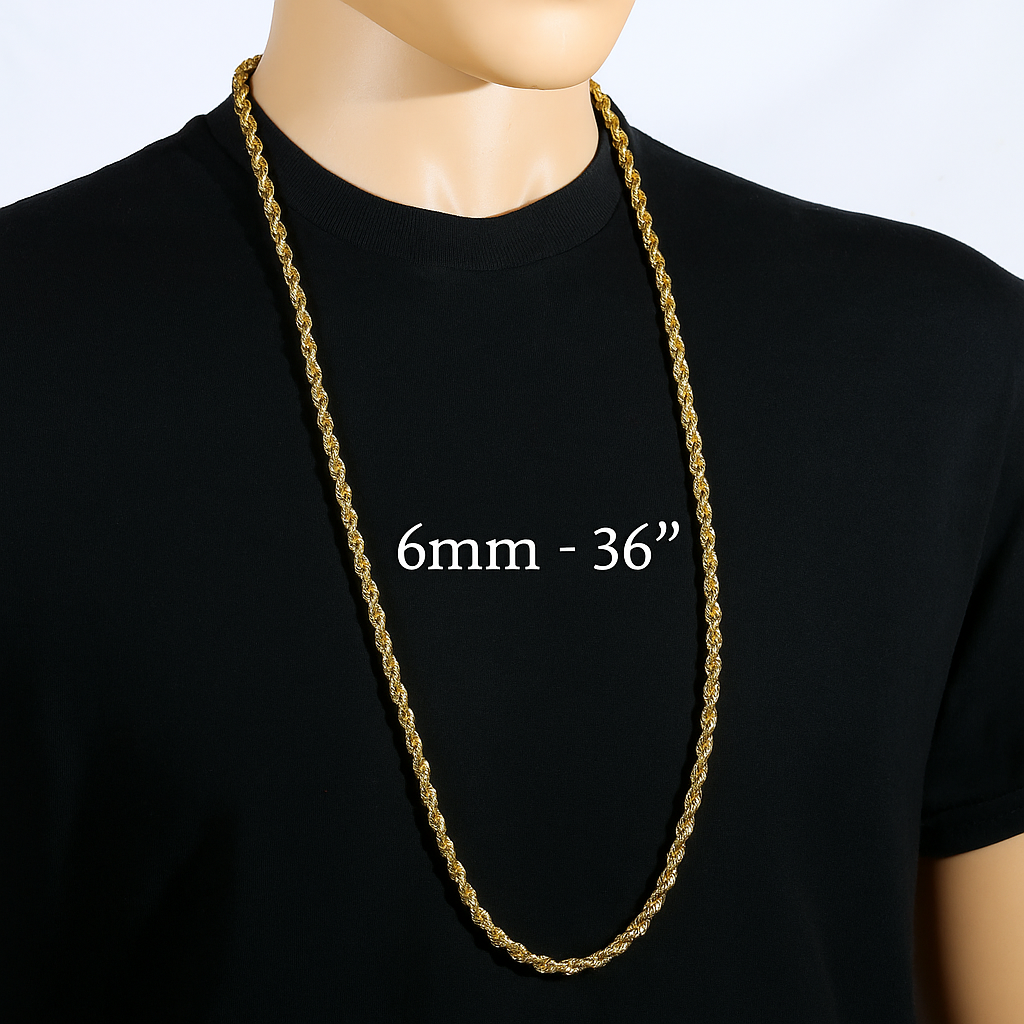 Gold Rope Chain 36" China 2-9mm