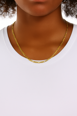 Figaro Link Choker Chain 18" Inches 3mm / 14k Gold Plated