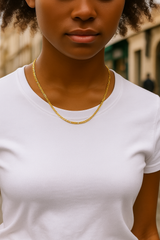 Figaro Link Choker Chain 18" Inches 3mm / 14k Gold Plated