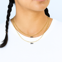 Figaro Link Choker Chain 18" Inches 3mm / 14k Gold Plated