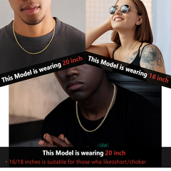 Figaro Link Choker Chain 18" Inches 3mm / 14k Gold Plated