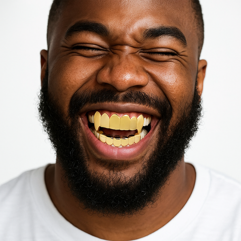 GRILLZ SET GOLD FANG PLAIN BLINGKING