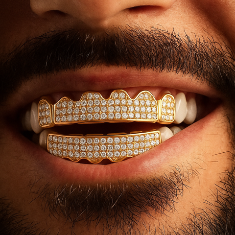 GRILLZ SET 3 ROW GOLD BLINGKING