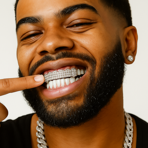 GRILLZ SET 3ROW SILVER BLINGKINGSTAR