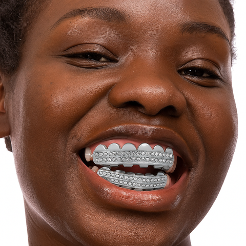 GRILLZ SET 2ROW SILVER BLINGKINGSTAR