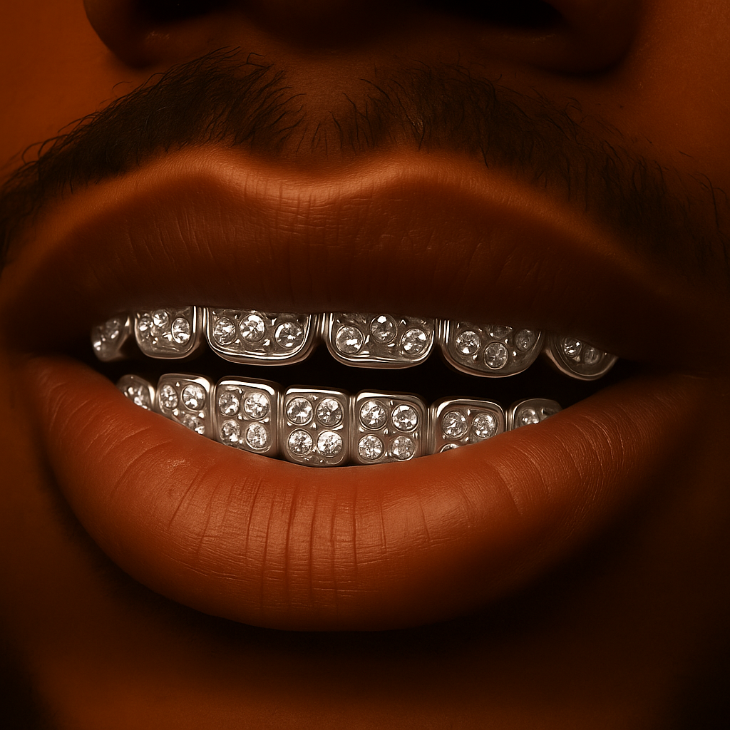 GRILLZ SET SILVER FULLY ICED KINGSTAR