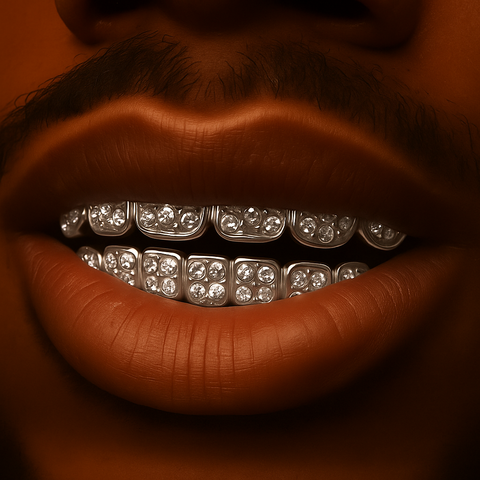 GRILLZ SET SILVER FULLY ICED KINGSTAR