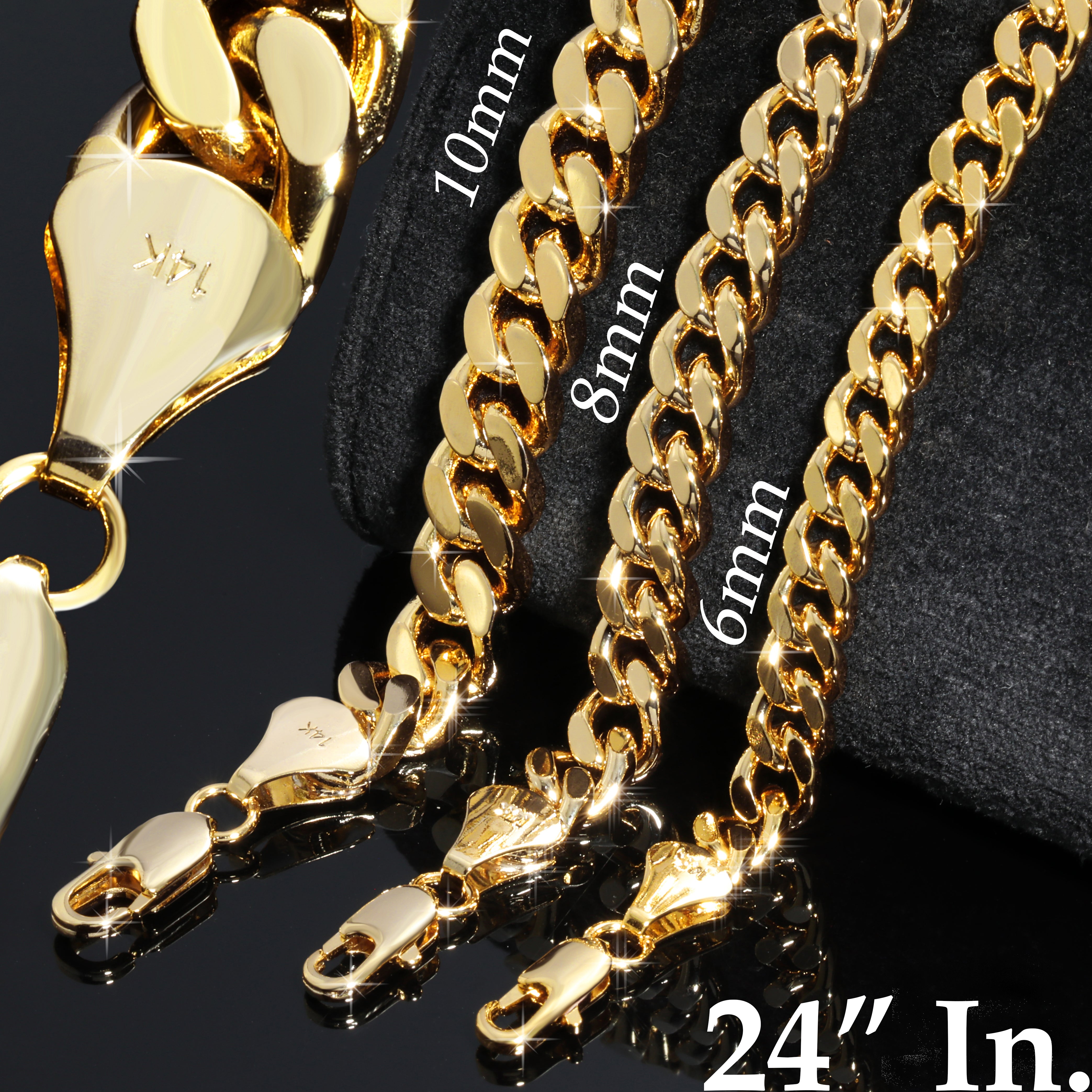 Men's Solid Curb Chain Necklace 8mm 10mm 24"