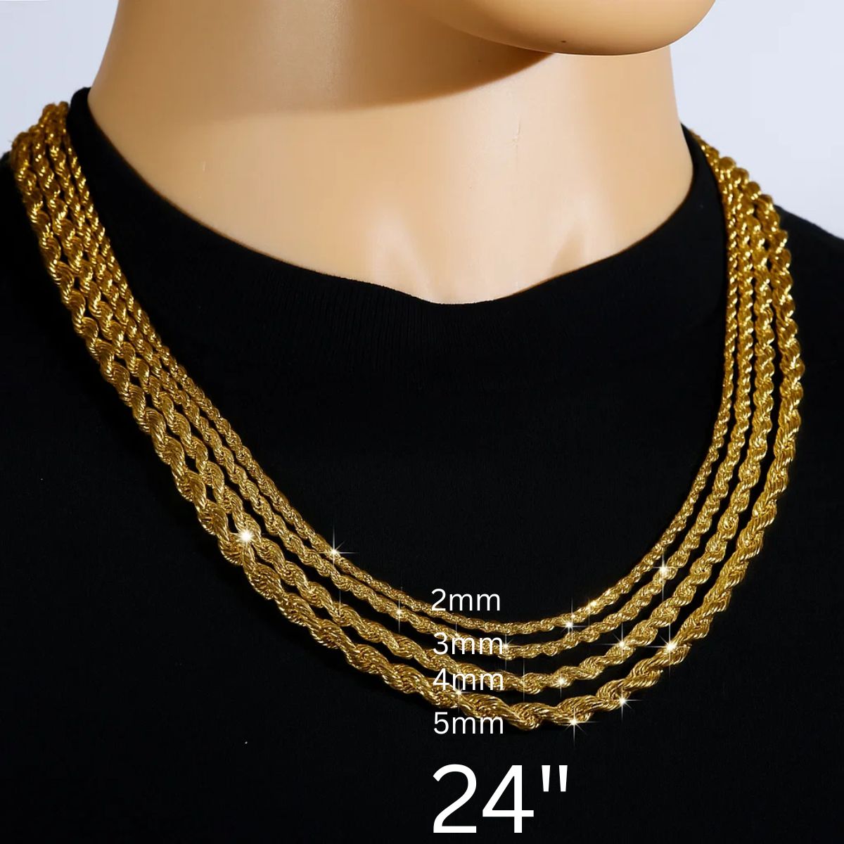 Gold Rope Chain 24" China