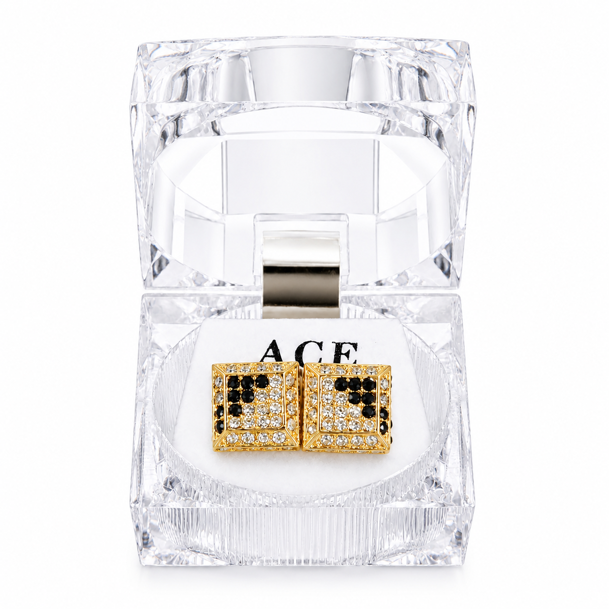 Hip Hop Square Stud Earrings – AAA+ CZ Mounted Gold Clear/Black Iced Out Earrings for Men & Women | Fashion Jewelry